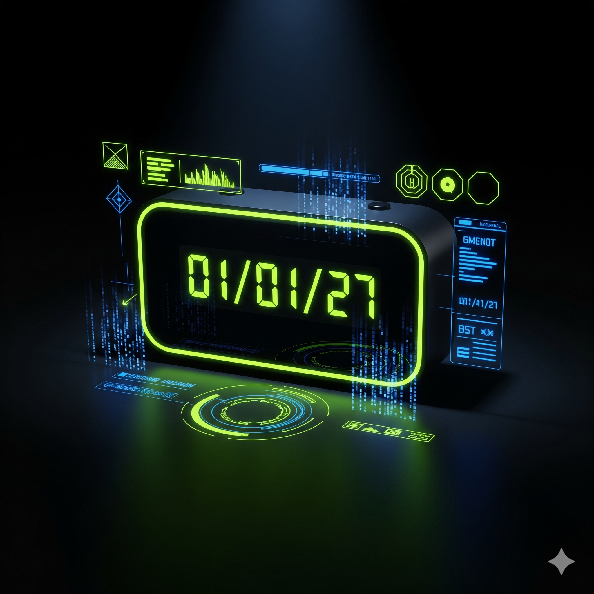 Futuristic clock showing 01/01/27 — the Employment Rights Act 2025 deadline